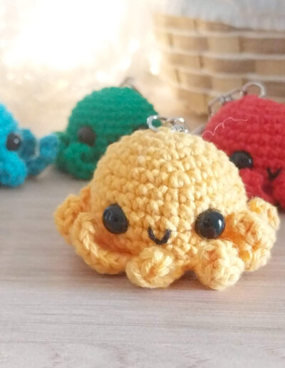 Porte clé poulpe jaune